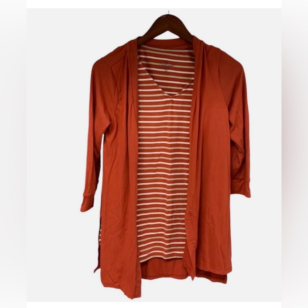 Cuddl Duds Women's Orange Cardigan Sweater